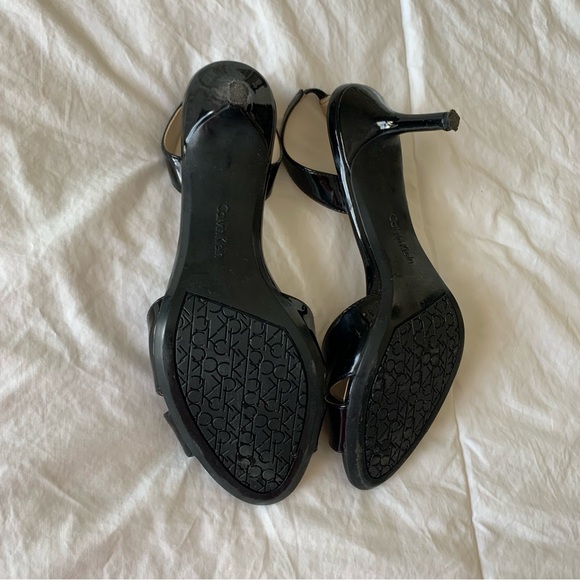 Calvin Klein Women’s Black Patent Slip-on Heels, open-toe sandal Sz 10 - Picture 7 of 8